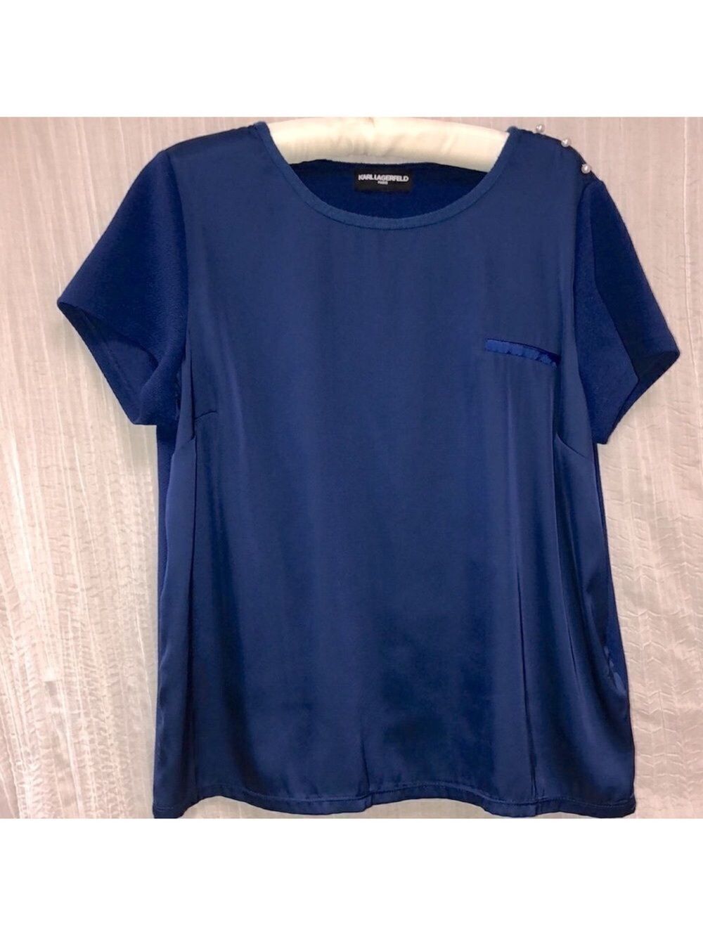Karl Lagerfeld L Royal Blue Short Sleeve Dress Top